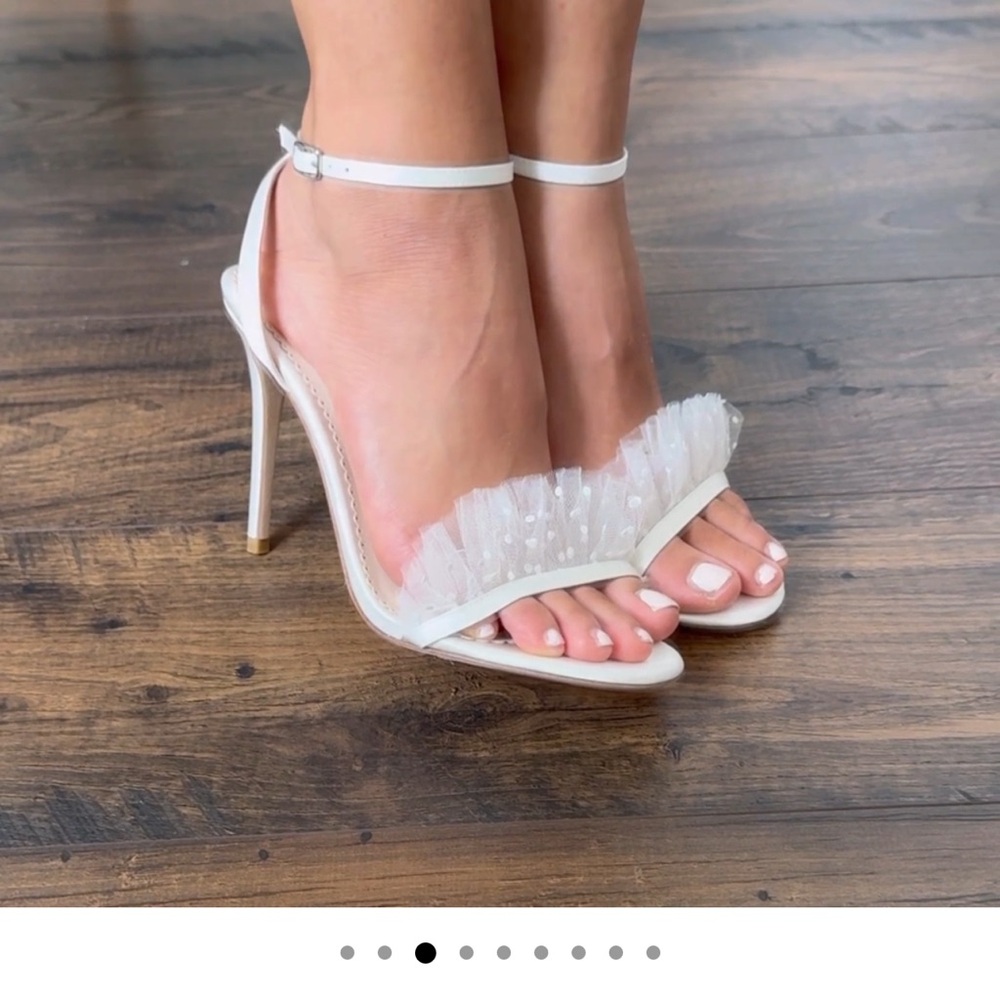 Bella Belle White Stiletto Heels with Ankle Strap